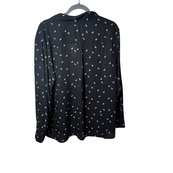 Banana Republic Womens Black Button-Up blouse Shirt With White Llama Print XL - Picture 5 of 6
